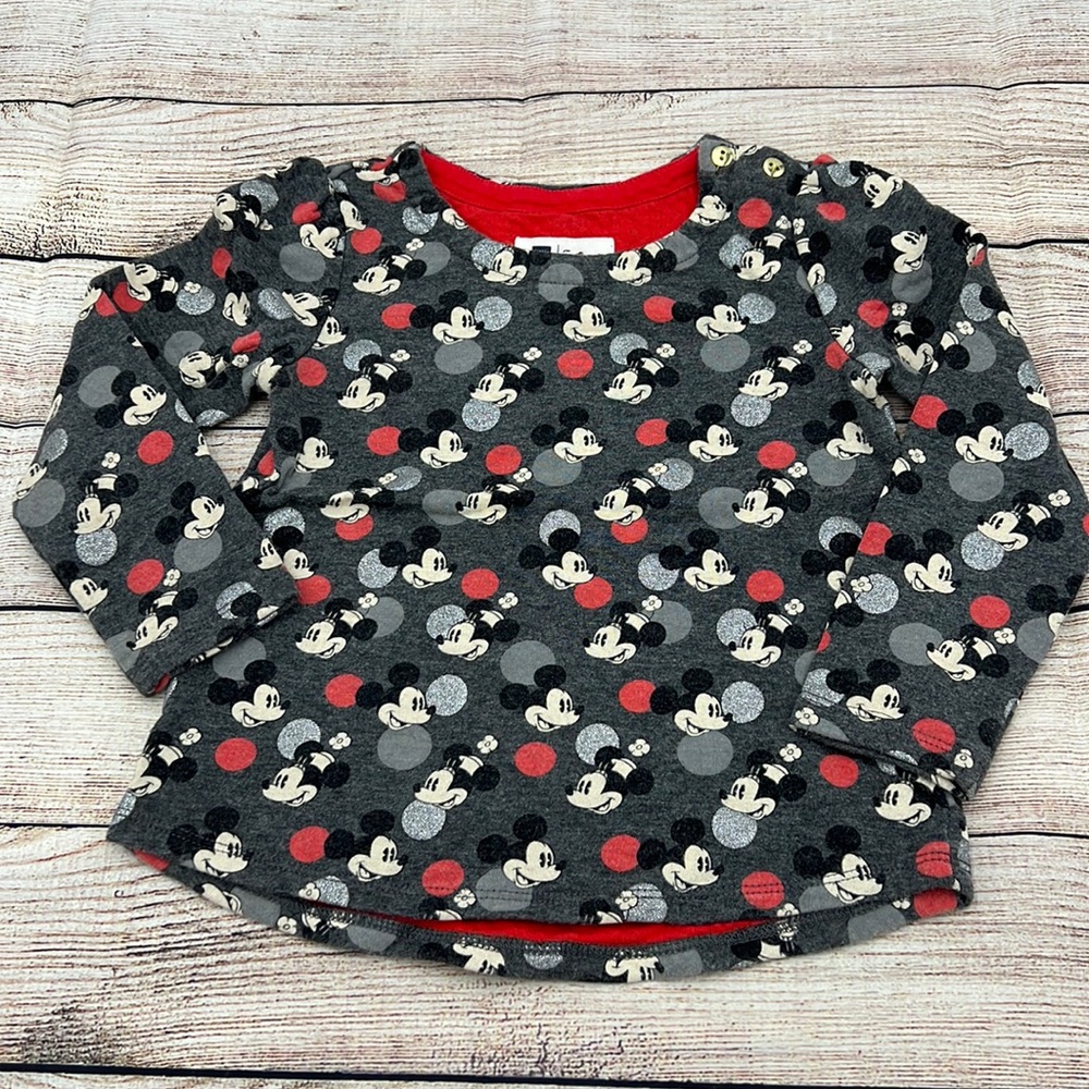 Gap Disney Mickey and Minnie Grey and Red Top Sz 4